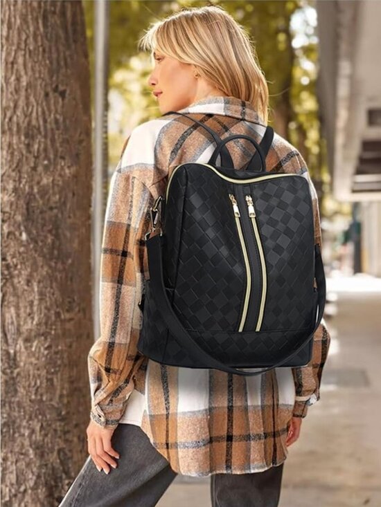 Stylish PU Leather Backpack Purse for Women - Convertible Travel Satchel Set main image 8